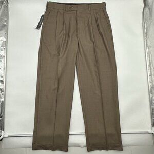 Perry Ellis America Men's Size 34x29 Pecan Brown Pleated Cuffed Dress Pants NWT